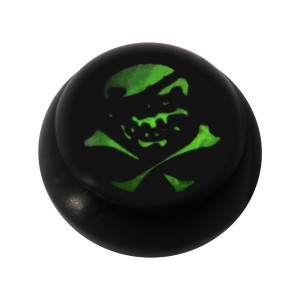 Bola para Piercing Lengua / Ombligo Acrílico Negro Logo UV Pirata
