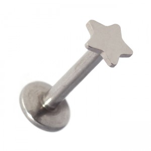 Lippen- / Labret-Piercing Push-Fit Stahl 316L Stern Flach