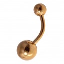 Golden Anodized Belly Bar Navel Button Ring w/ Balls