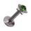 Tragus- / Labret-Piercing Push-Fit Stahl 316L Strassstein Stern Dunkelgr&uuml;n