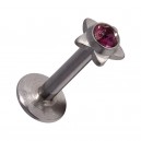 316L Steel Labret/Tragus Push-Fit Bar Stud Piercing with Purple Star Strass