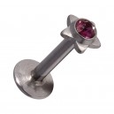 Tragus- / Labret-Piercing Push-Fit Stahl 316L Strassstein Stern Lila