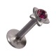 Piercing Labret / Tragus Push-Fit Stahl 316L Strassstein Stern Lila