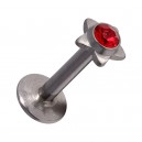 Tragus- / Labret-Piercing Push-Fit Stahl 316L Strassstein Stern Rot