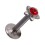 Tragus- / Labret-Piercing Push-Fit Stahl 316L Strassstein Stern Rot