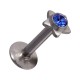 Tragus- / Labret-Piercing Push-Fit Stahl 316L Strassstein Stern Dunkelblau