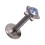 Tragus- / Labret-Piercing Push-Fit Stahl 316L Strassstein Stern Hellblau
