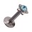 Tragus- / Labret-Piercing Push-Fit Stahl 316L Strassstein Stern T&uuml;rkis