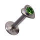 Piercing Push-Fit Tragus / Labret Acier 316L Strass Coeur Vert Foncé