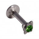 Lippen- / Labret-Piercing Push-Fit Stahl 316L Strassstein Schmetterling Dunkelgrün