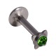 316L Steel Labret/Lip Push-Fit Bar Stud Piercing with Dark Green Butterfly Strass