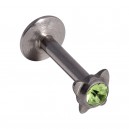 Lippen- / Labret-Piercing Push-Fit Stahl 316L Strassstein Schmetterling Hellgrün