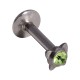 316L Steel Labret/Lip Push-Fit Bar Stud Piercing with Light Green Butterfly Strass