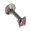 Lippen- / Labret-Piercing Push-Fit Stahl 316L Strassstein Schmetterling Rosa