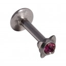 Lippen- / Labret-Piercing Push-Fit Stahl 316L Strassstein Schmetterling Lila