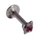 Lippen- / Labret-Piercing Push-Fit Stahl 316L Strassstein Schmetterling Lila