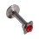 Lippen- / Labret-Piercing Push-Fit Stahl 316L Strassstein Schmetterling Rot