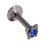 Lippen- / Labret-Piercing Push-Fit Stahl 316L Strassstein Schmetterling Dunkelblau