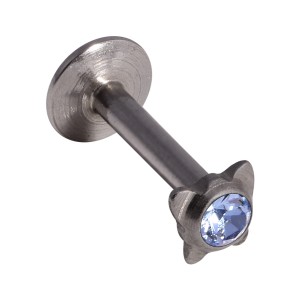 Lippen- / Labret-Piercing Push-Fit Stahl 316L Strassstein Schmetterling Hellblau