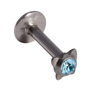 Lippen- / Labret-Piercing Push-Fit Stahl 316L Strassstein Schmetterling Türkis