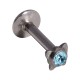 Lippen- / Labret-Piercing Push-Fit Stahl 316L Strassstein Schmetterling Türkis