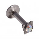 Lippen- / Labret-Piercing Push-Fit Stahl 316L Strassstein Schmetterling Mehrfarbig