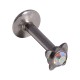 Lippen- / Labret-Piercing Push-Fit Stahl 316L Strassstein Schmetterling Mehrfarbig
