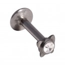 Lippen- / Labret-Piercing Push-Fit Stahl 316L Strassstein Schmetterling Wei&szlig;