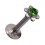 Labret- / Lippenpiercing Push-Fit Stahl 316L Blume Strassstein Dunkelgr&uuml;n