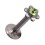 Labret- / Lippenpiercing Push-Fit Stahl 316L Blume Strassstein Hellgr&uuml;n