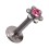 Labret- / Lippenpiercing Push-Fit Stahl 316L Blume Strassstein Rosa