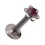 Labret- / Lippenpiercing Push-Fit Stahl 316L Blume Strassstein Lila
