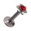 Labret- / Lippenpiercing Push-Fit Stahl 316L Blume Strassstein Rot