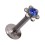 Labret- / Lippenpiercing Push-Fit Stahl 316L Blume Strassstein Dunkelblau