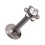 Labret- / Lippenpiercing Push-Fit Stahl 316L Blume Strassstein Wei&szlig;