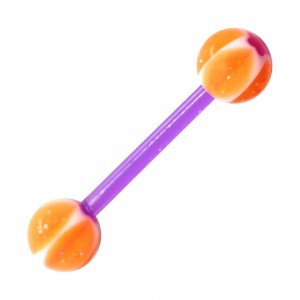 Zungenpiercing Flexibel Stern & Blume Orange / Lila