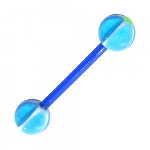 Piercing Lengua Flexible barato Estrella & Flor Azul / Verde