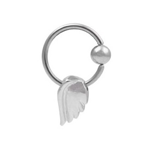 Piercing Ring Labret / Ohr CBR Stahl 316L mit Gleitende Engel Flügel