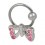 316L Steel Labret/Ear Captive Bead Ring with 6 Pink Strass Sliding Cute Bow