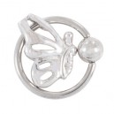 316L Steel Labret/Ear Captive Bead Ring with Sliding Simple Butterfly