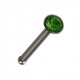 Surgical Steel Straight Pin Nose Bone Bar with Dark Green Strass