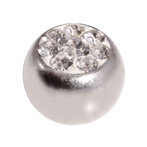 Einzelne Piercing-Kugel Kristall Strass Weiß