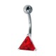 Piercing Nombril Argent Massif 925 Strass Triangle Rouge