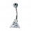 White Triangle Strass 925 Sterling Silver Belly Ring