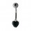 Black Heart Strass 925 Sterling Silver Belly Ring