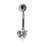 White Heart Strass 925 Sterling Silver Belly Ring