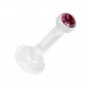 Lippen- / Labret-Piercing Push-Fit Bioflex Flexibel Strass Rosa