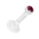 Lippen- / Labret-Piercing Push-Fit Bioflex Flexibel Strass Rosa