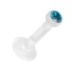 Lippen- / Labret-Piercing Push-Fit Bioflex Flexibel Strass Türkis