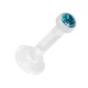 Push-Fit Bioflex Flexible Labret/Lip Bar Stud Ring w/ Turquoise Strass
